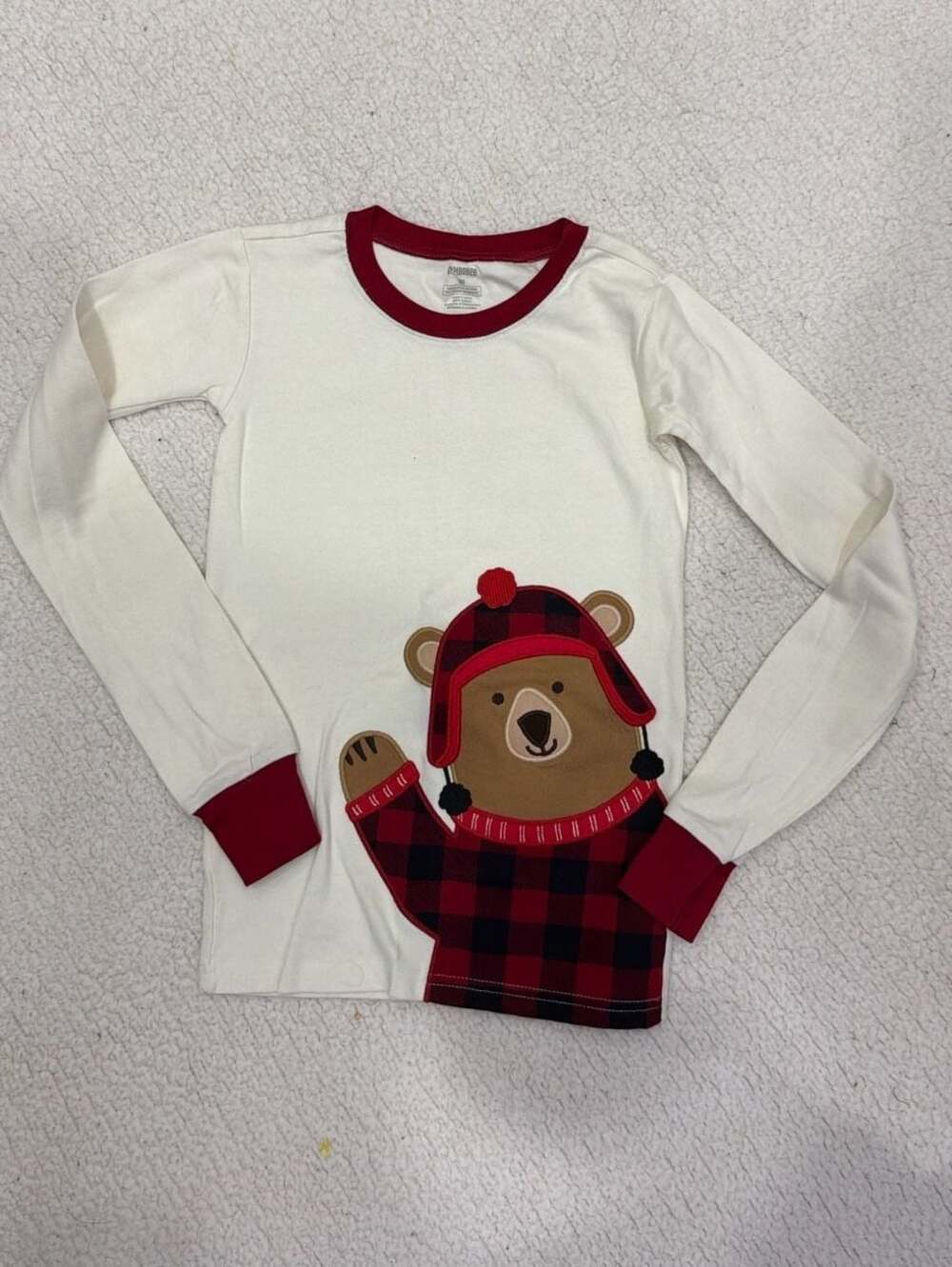Gymboree Buffalo Plaid Bear Long Sleeve Pajama Top Size 10